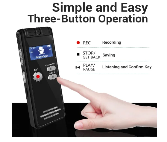 64GB Mini Digital Voice Recorder - Voice Activated Recorder with Rechargeable Battery; MicroSD Expandable Recording Device