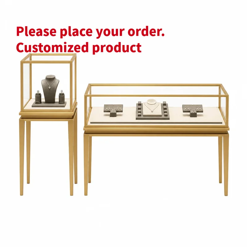 custom.GZowin New Custom Luxury Durable Eco-Friendly Recyclable LED Spot Lights Metal Gold Jewelry Shop Counter Design Sto