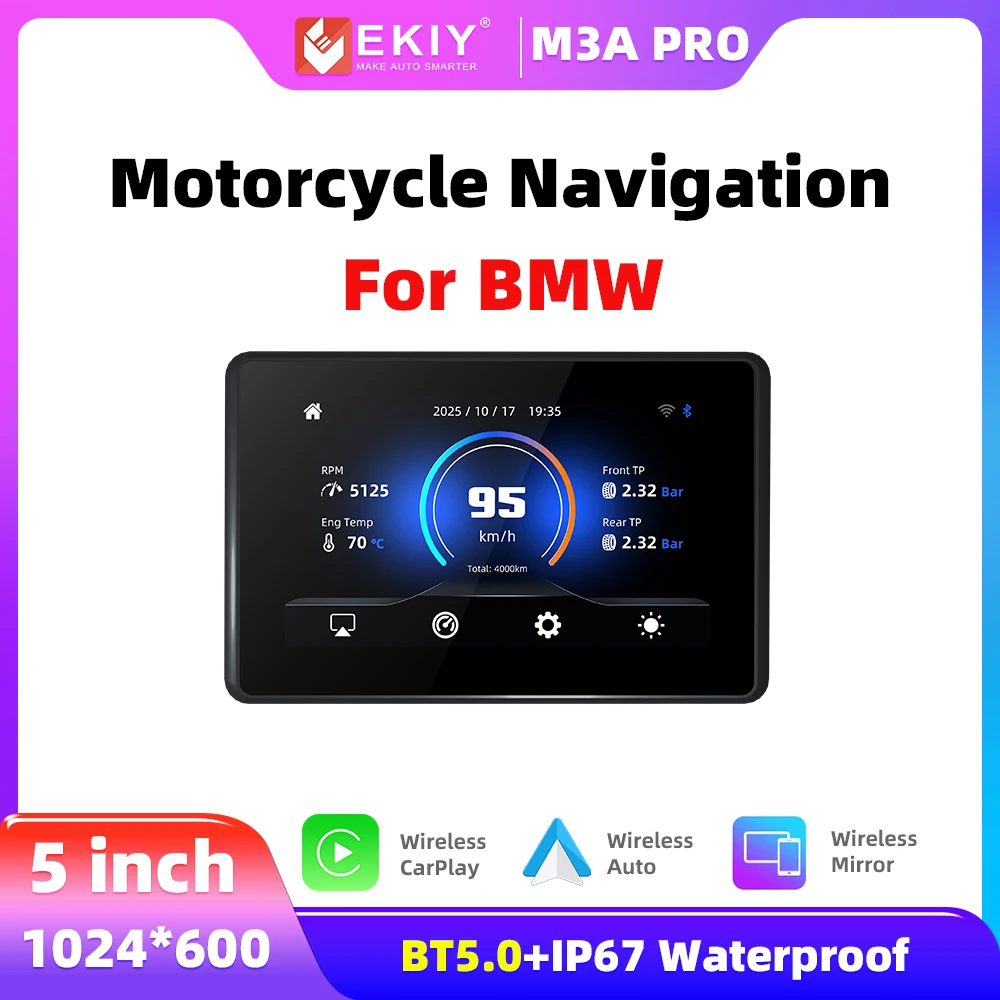 

EKIY 5-дюймовый мотоциклетный беспроводной CarPlay Android Auto для BMW R1200GS R1250GS цифровой мотоциклетный навигационный экран приборной панели