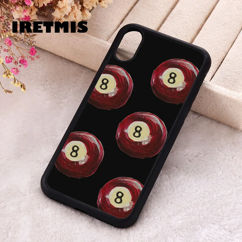 Iretmis Phone Cover Case for iPhone 6 6S 7 8 PLUS X XS XR 11 12 13 MINI 14 15 PRO MAX Silicone Rubber Red Eight Ball