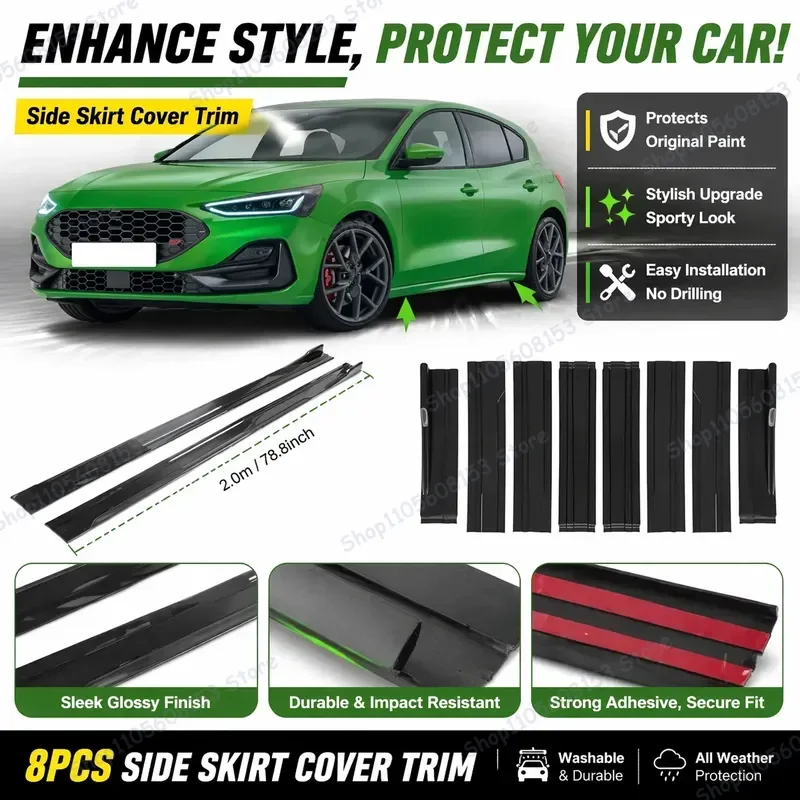 For FORD FOCUS C307 C346 C519 2005–2026 Aerodynamic Side Skirt Extension Lip Racing Spoiler Kit Sporty Body Styling Upgrade