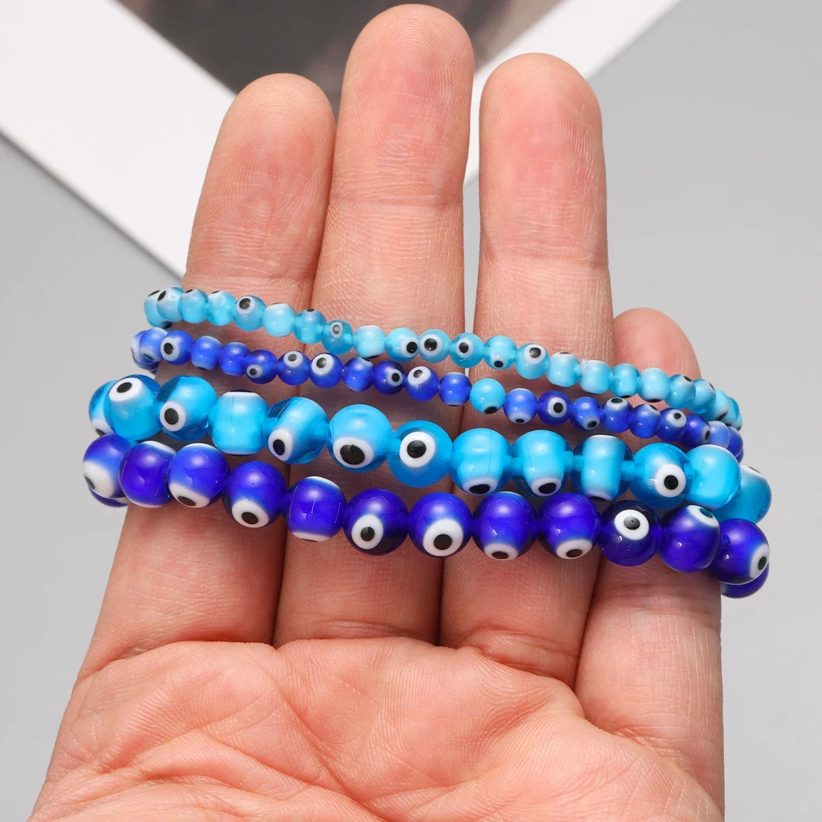 Classic Turkey Lucky Evil Eye Men\'s Bracelet Women\'s Blue Evil Eye Natural Stone Bead Bracelet Handmade Glamour Jewelry