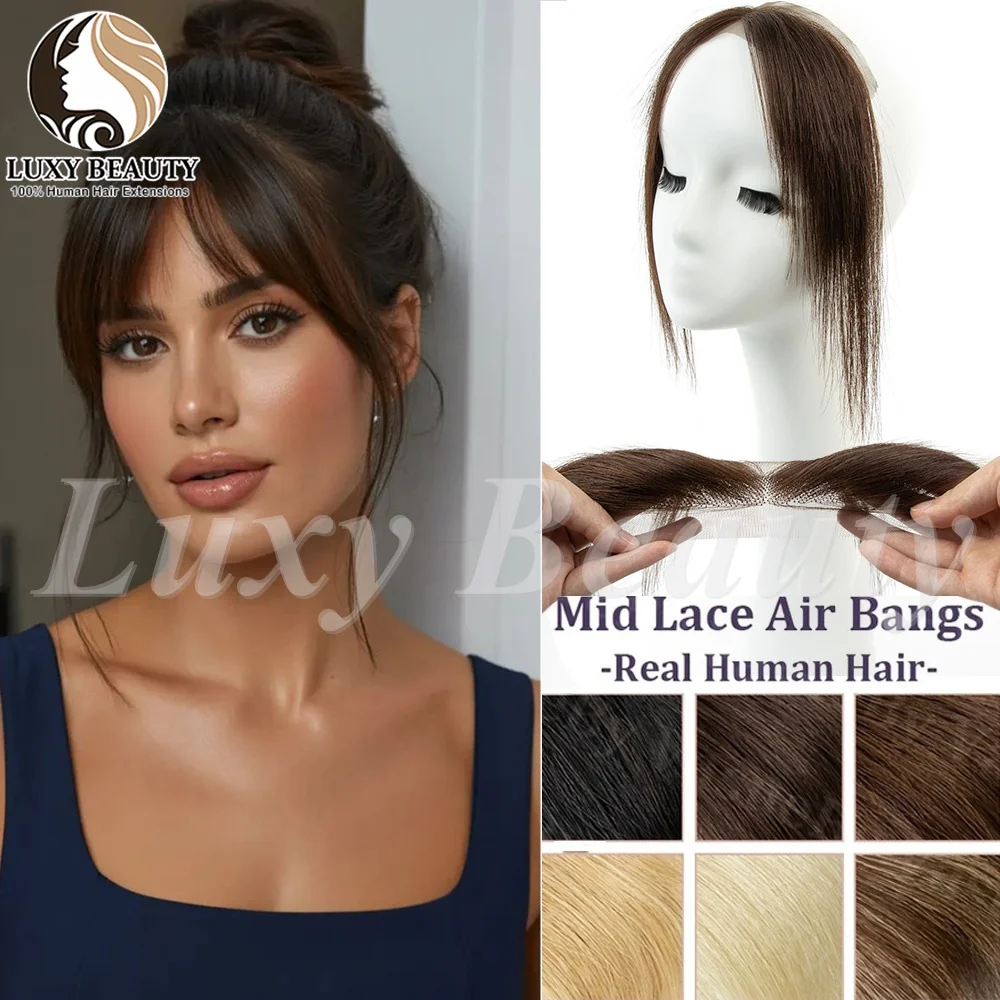 Middle Part Forehead Bangs Hair Extensions Clip In Forehead Straight Natural Black Brown Blonde Seamless French Bangs Hairpieces
