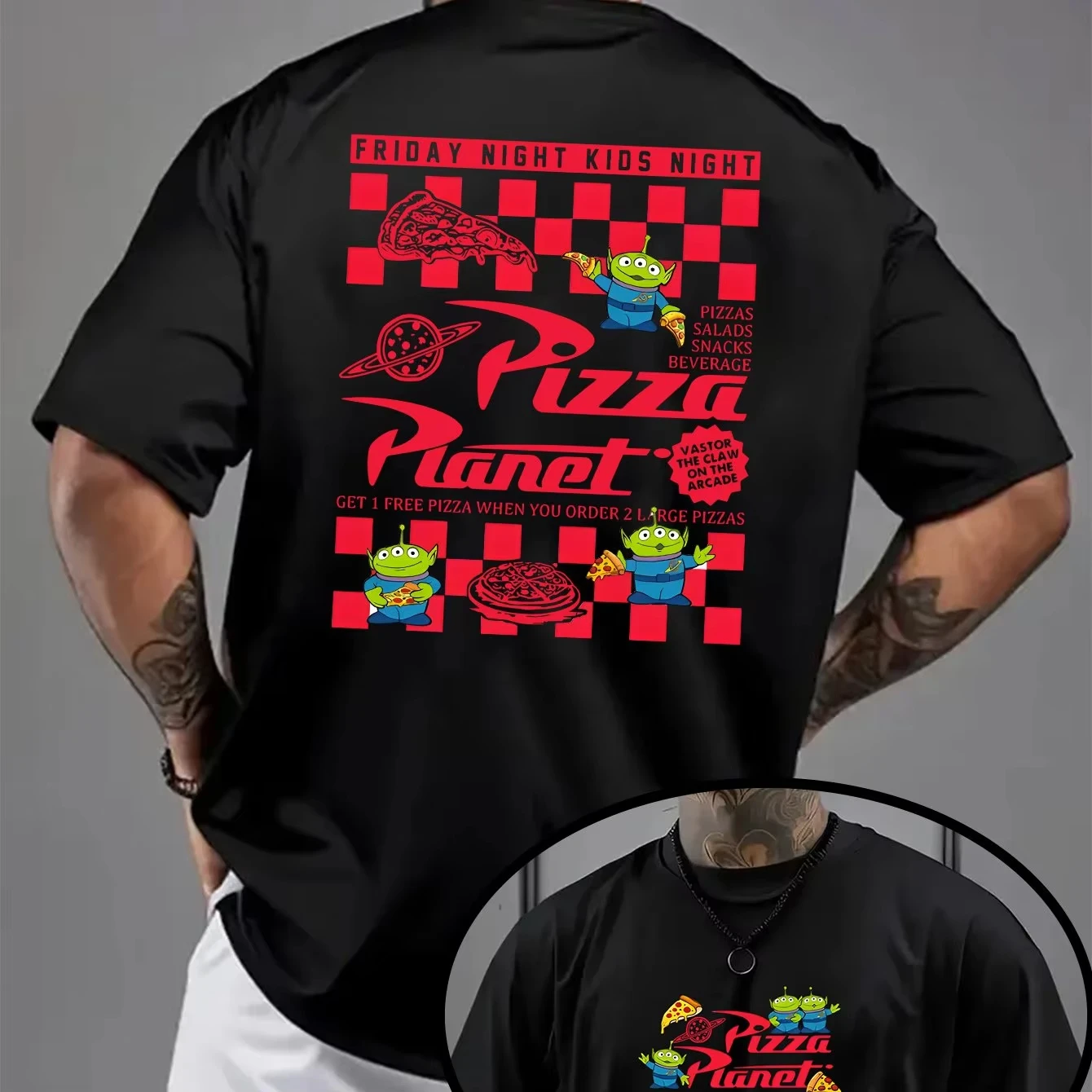 

Men's Disney Toy Story Aliens Pattern T-Shirt Daily Leisure and Theme Activities Wear Unisex Cotton Short Sleeve Oversized