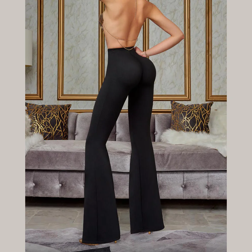 Women New Y2k Flare Pants Sexy Strechy Trousers Push Up High Waist Black Pants Elegant Fashion Style Spring Autumn Clothing S-XL