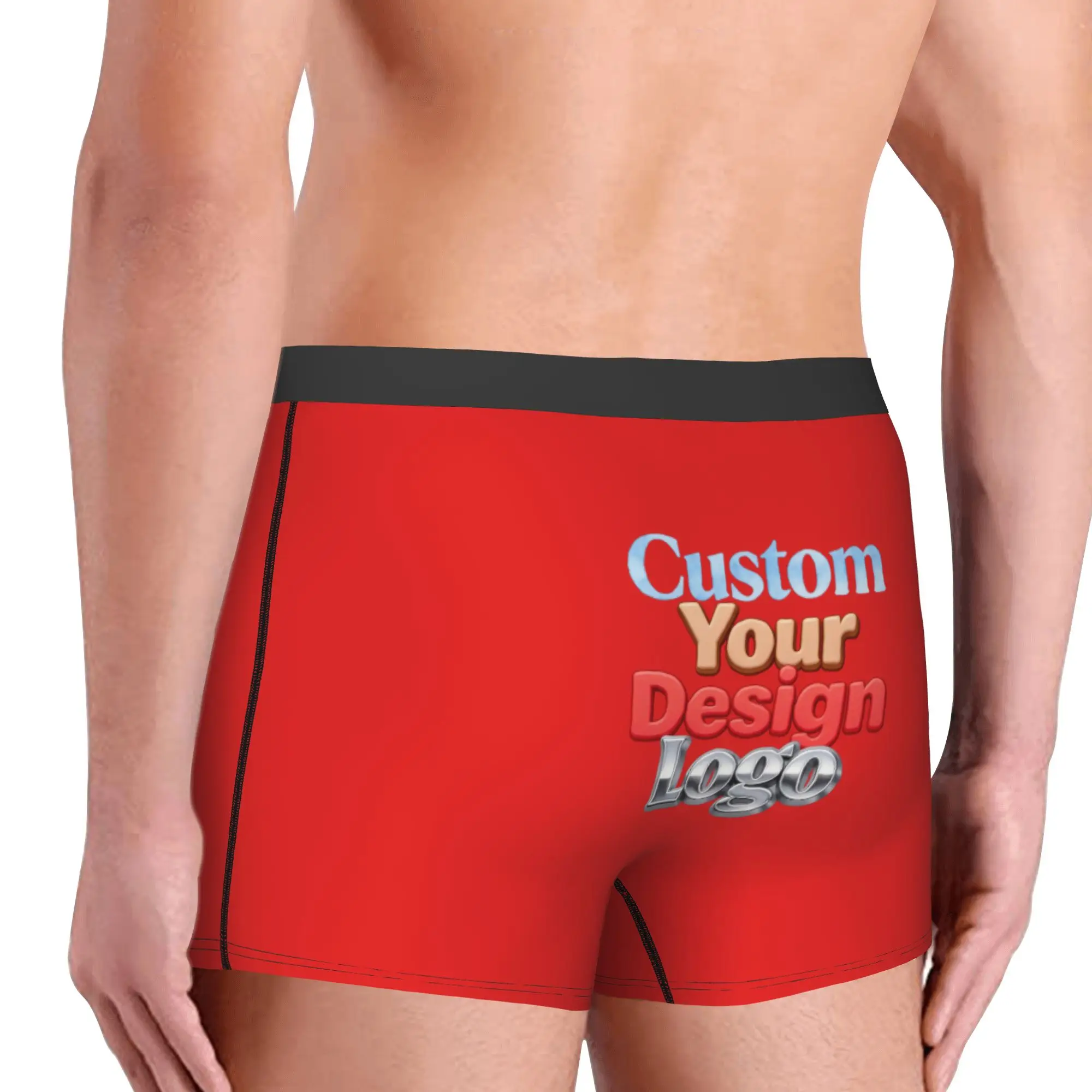 Male Fashion Family Pets Custom Photo Logo Underwear Customized Logo Printed Boxer Briefs Breathable Shorts Panties Underpants