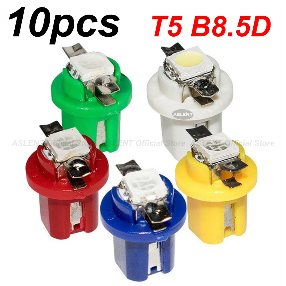 

10Pcs T5 B8.5d LED Light Car Dashboard Speed Lights Bulb Cars Interior Lamp Accessories Dashboard Side Switch lamps 12V B8.5