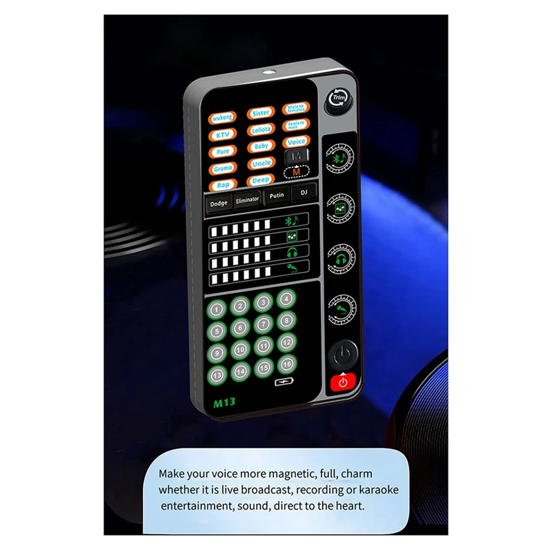 New M13 Voice Changer,Live Voice Card Voice Changer, Handheld Microphone Voice Changer With BT 3.5Mm Port DJ Controller