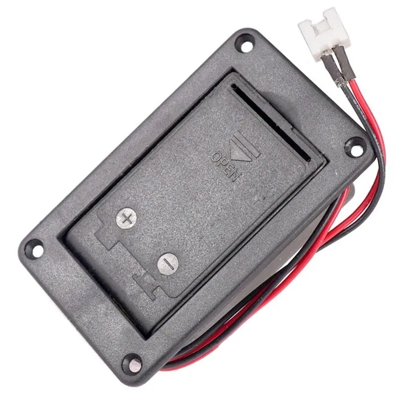 A set of 9V Battery Box Holder Case Compartment Cover With 9 Volt Battery Clip Buckle for Active Guitar Bass Pickup