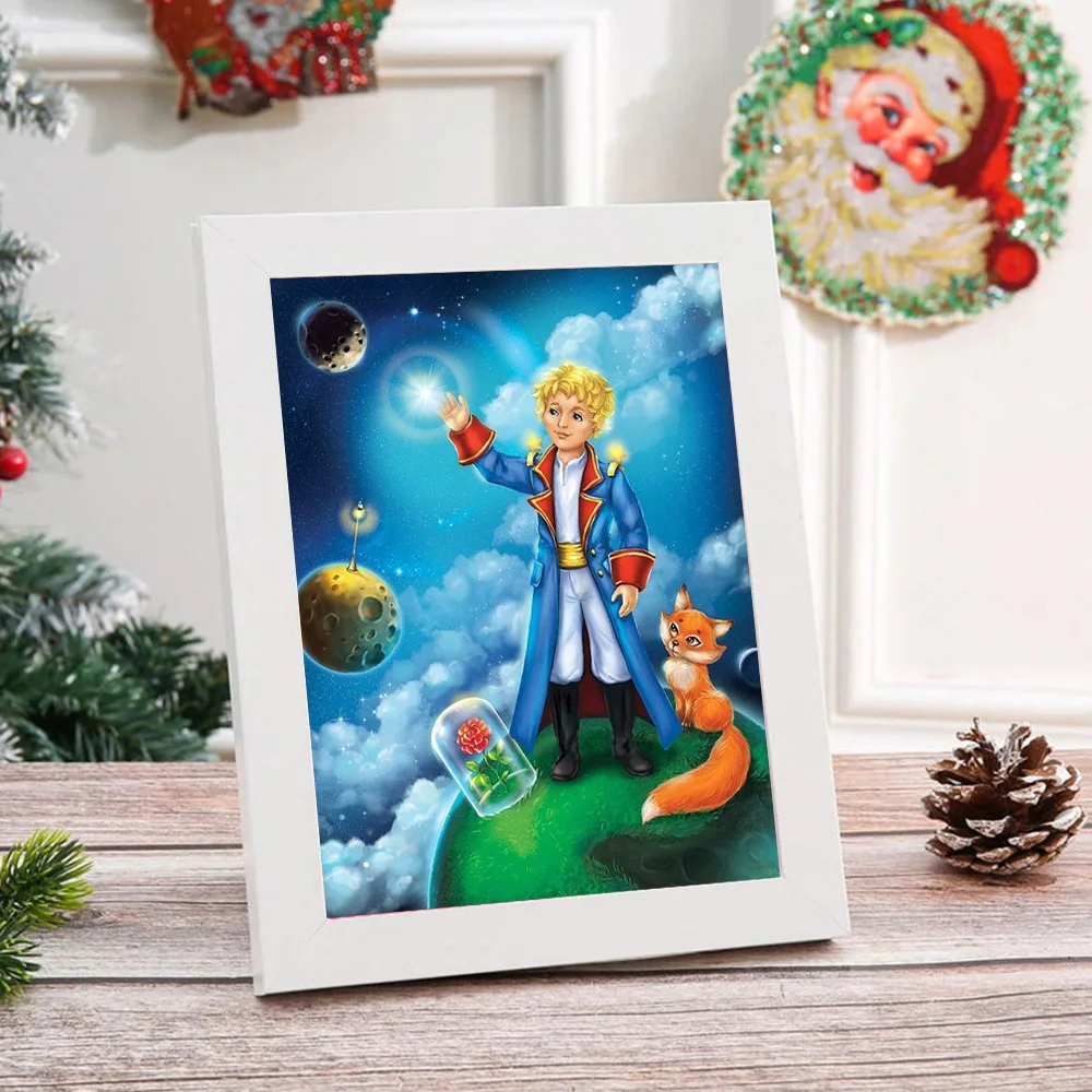 The Little Prince 5D Full Round Diamond Painting Kits Cartoon Little Boy And Fox DIY Drills Mosaic Embroidery Cross-stitch Gift