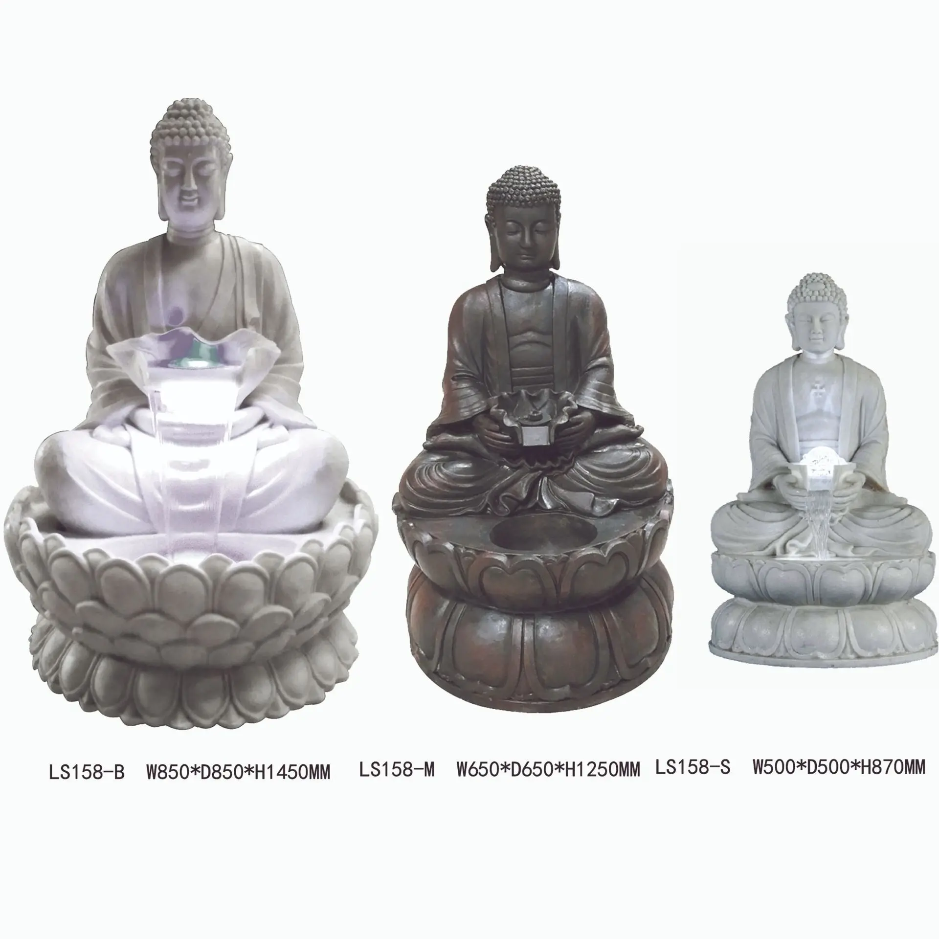 DSA resin Buddha statue flowing water ornament, sandstone fountain flowing water, Maitreya Buddha sculpture flowing water