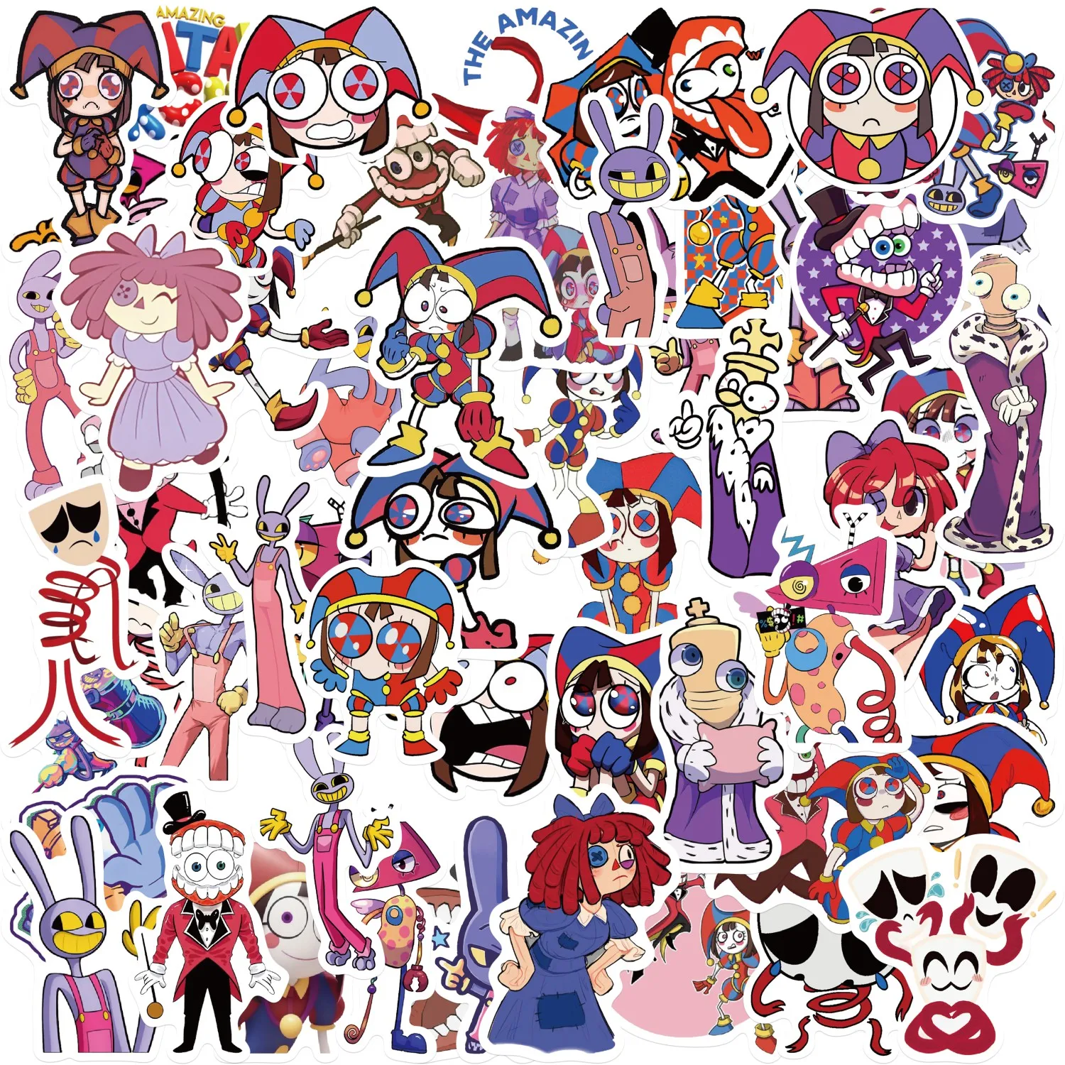 Pegatinas digitales de circo para ordenador portátil, calcomanía de dibujos animados para monopatín, teléfono, grafiti, Maleta, equipaje, 10/50