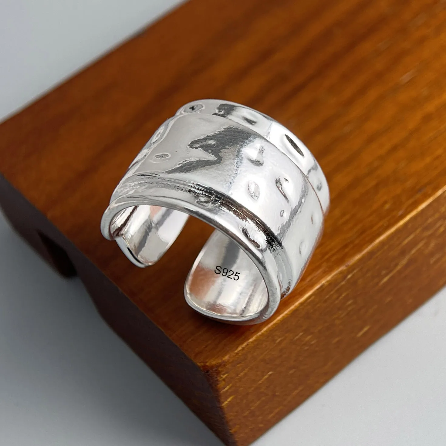 

925 Sterling Silver Rings for Women Couple Minimalist Handmade Simple Heavy Wide Ring Fine Jewelry Gift Prevent Allergy