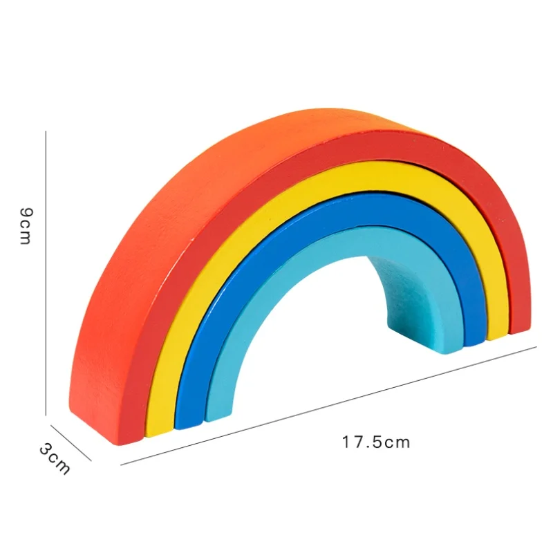 Blocs de construction en bois pour bébé, Puzzle d'équilibre arc-en-ciel, Animal mignon, jouets éducatifs précoces Montessori, anneau de dentition, cadeaux, nouvelle collection