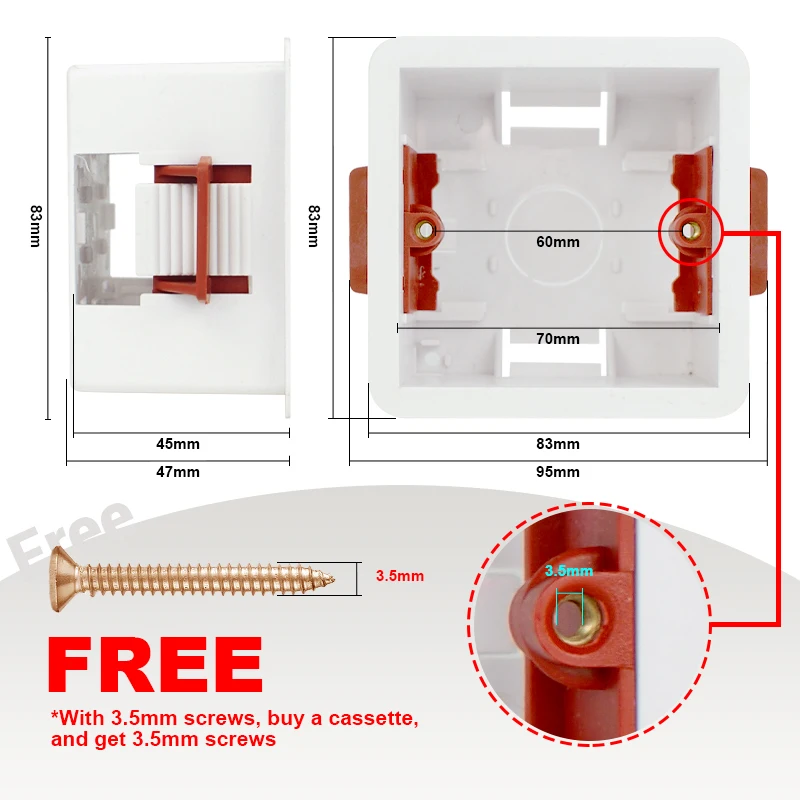 Avoir-Boîte de doublure sèche en plastique pour plaques de plâtre, profondeur de 45mm, type 86, boîtes cachées pour cloisons sèches, prise murale, cassette intégrée coffret electrique boite interrupteur mural