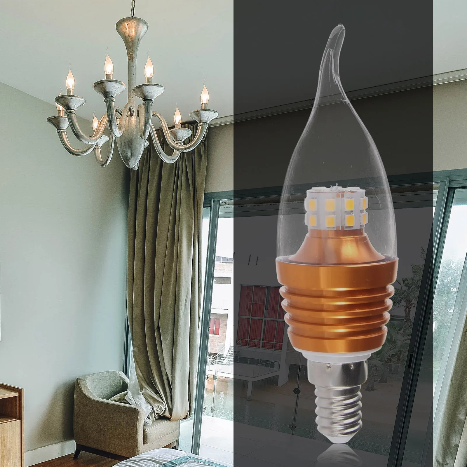 

2 Pcs LED Bulb Candelabra Lamps Chandelabra Base Bulbs Chandelier E12 Light