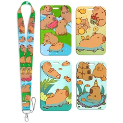 Cartoon Capybara Credential Holder Cute Animal Lanyards for Key Neck Strap For Card Badge Gym Keychain Keyring Accessories Gift