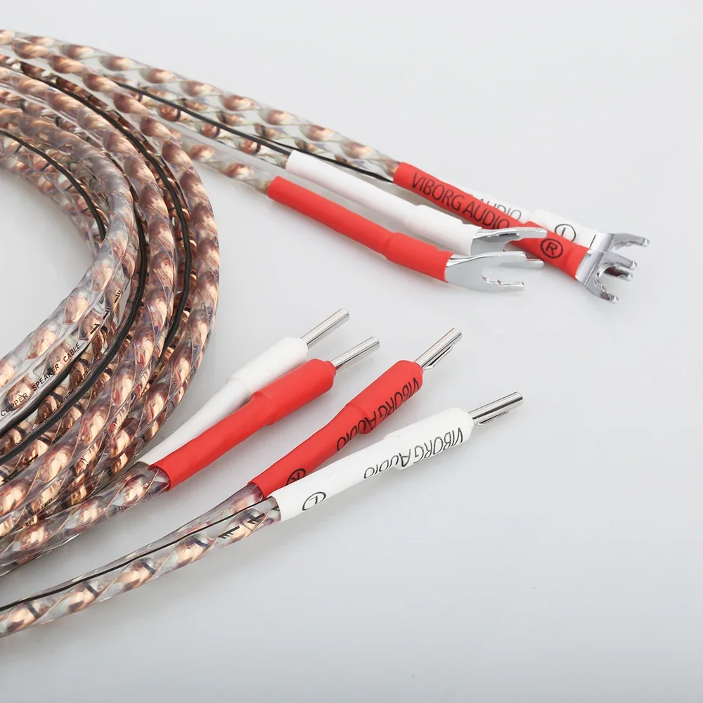 

Viborg VS903 HIFI Fidelity Speaker Cable Pair with Pure Copper Banana Plug to Spade Plug Audiophile Loudspeaker Cable