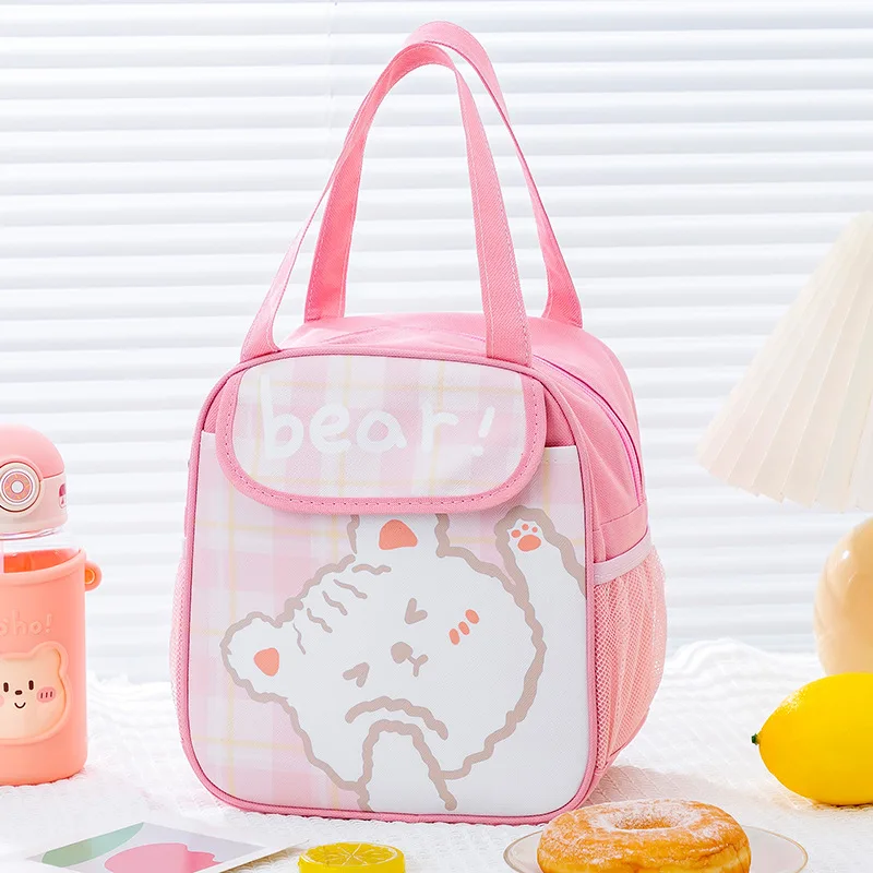 1PC Large Capacity Student Insulated Lunch Box Bag, Cute Cartoon Handbag, Outdoor Picnic Storage Bag