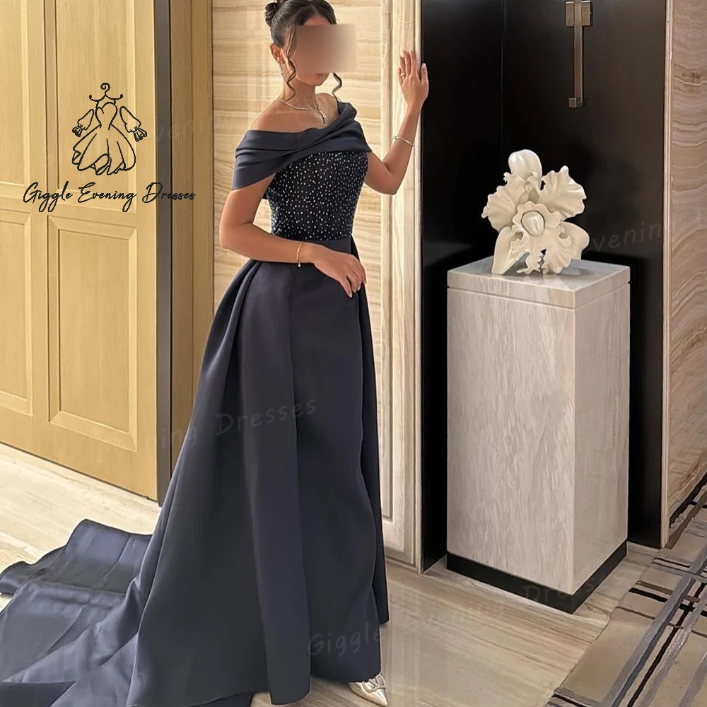 

Giggle Off-the-Shoulder Luxury Beads Satin elegant Party formal gowns woman Floor-Length saudi Evening dresses 2024 فساتين سهرة