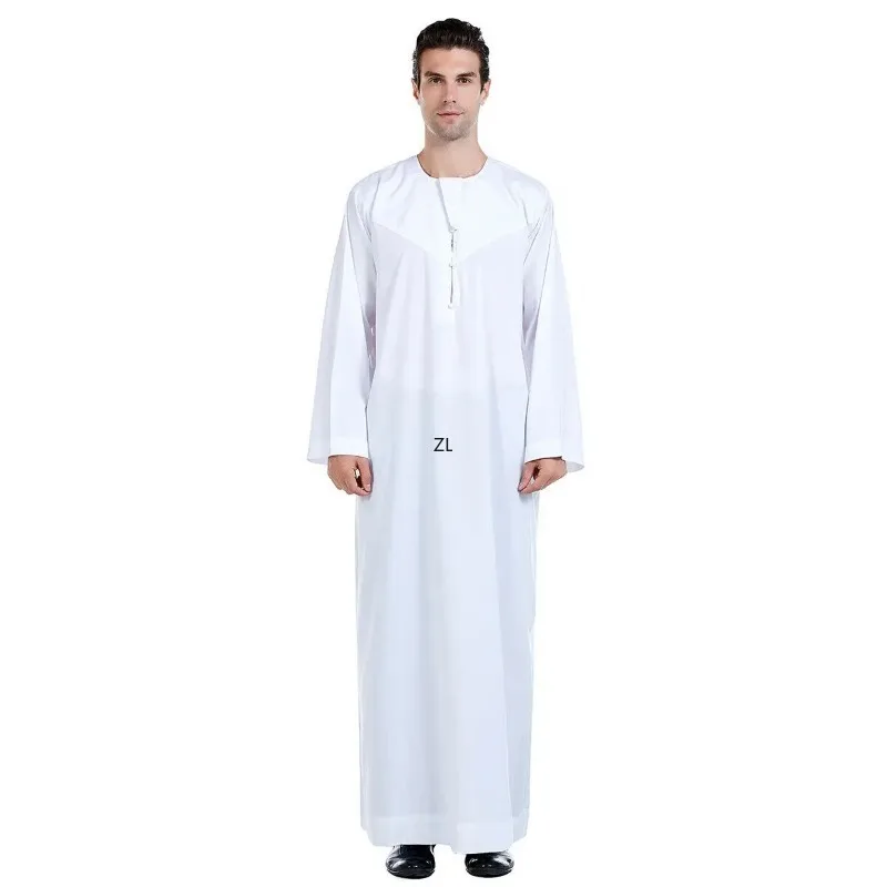 Dubai Saudi Muslim pria pakaian Islami Kaftan jubah Pakistan tradisional Lengan Panjang Timur Tengah Thobe Arab gaun Kaftan