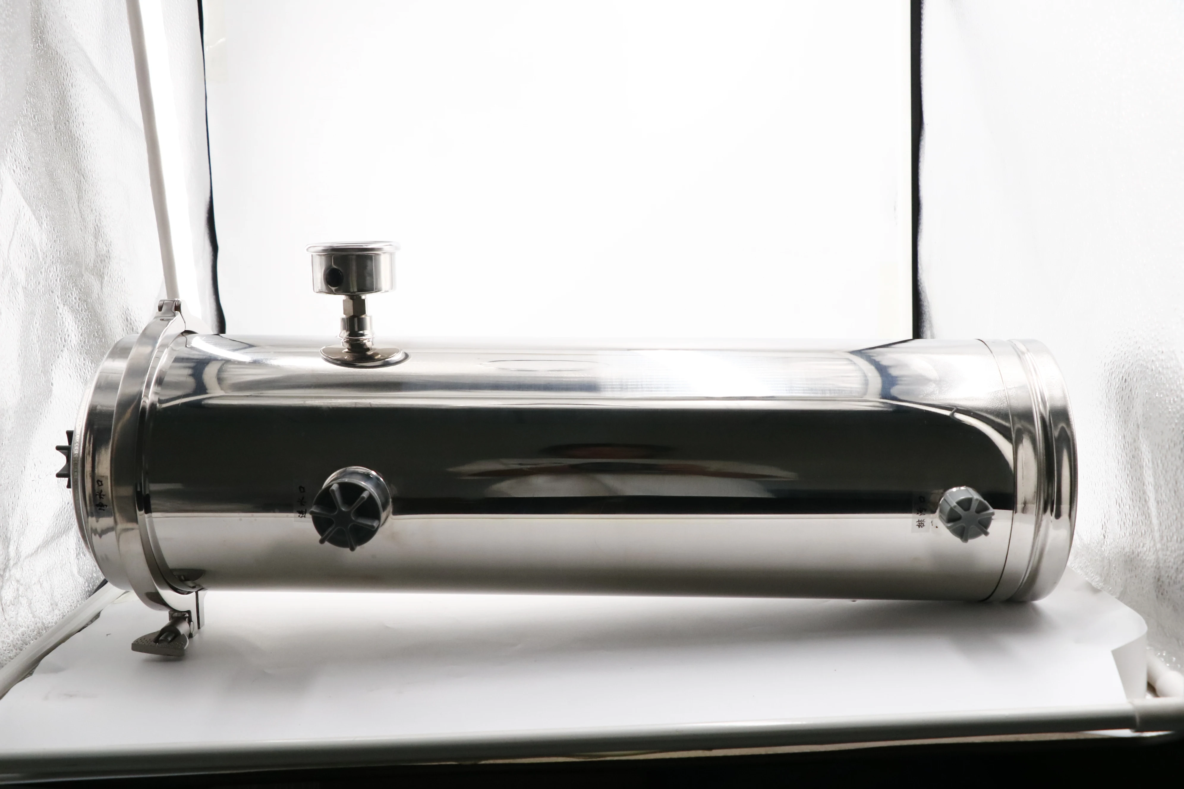 صديقة للبيئة 159-8000L أنابيب الفولاذ المقاوم للصدأ مرشح مرشح فائق PVDF UF مع مقياس الضغط لترشيح المنزل كله