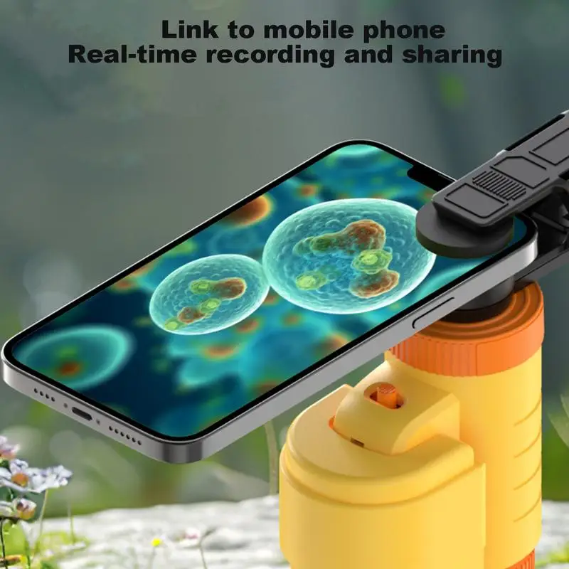 Kids 60X-120X Handheld Microscope Educational STEM & Science Toys With Mobile Phone Clip And Rope Science Experiment Set