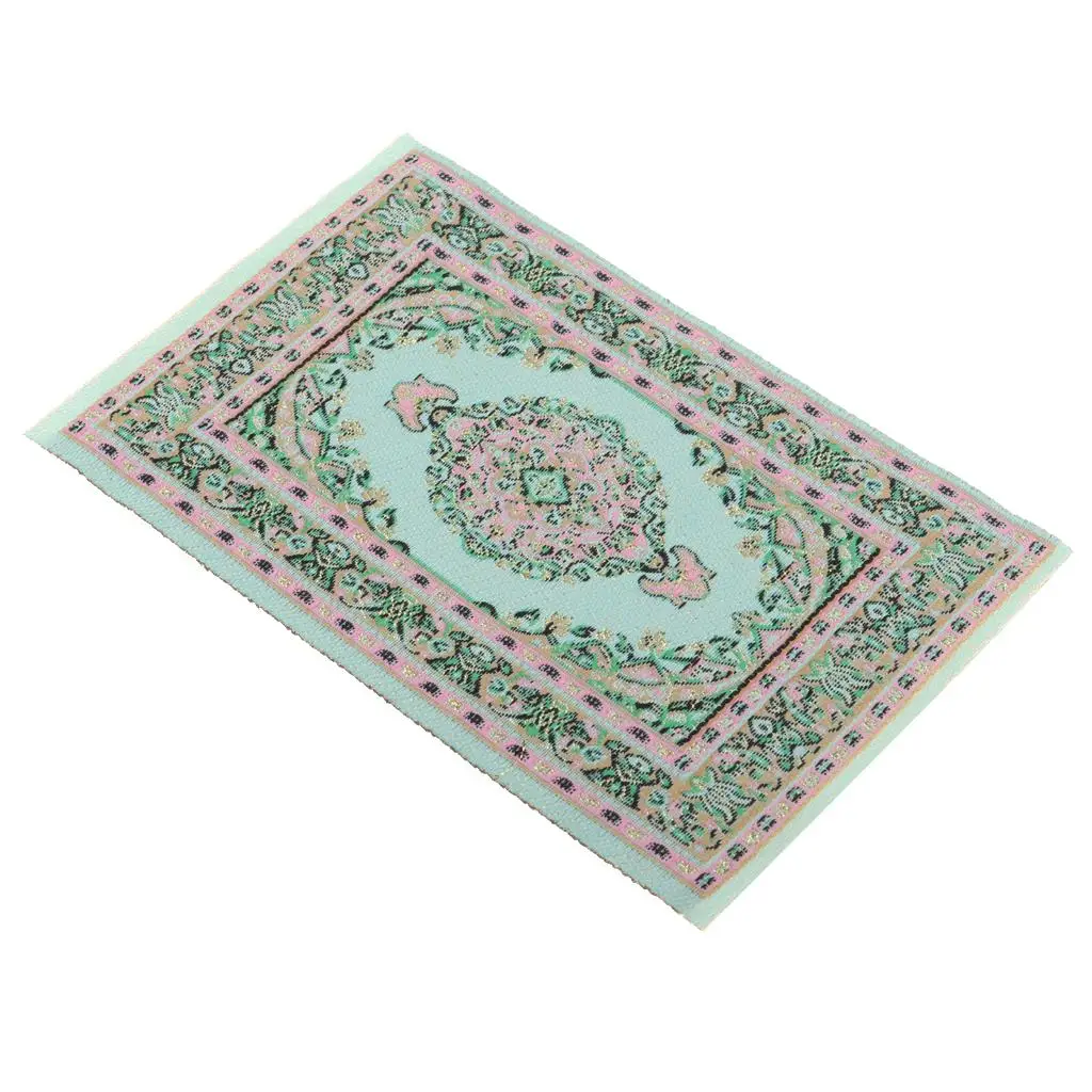 Turkish Style Carpet Embroidery Cloth /12 Dollhouse Miniatures Green #B