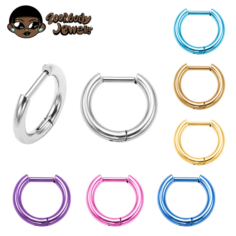 1 Paar ASTM F136 Titan minimalistische Huggie Hoop Typ D Ohrringe Helix Rook Lobe Conch einfache Creolen Ohrpiercing 8/10/12 mm