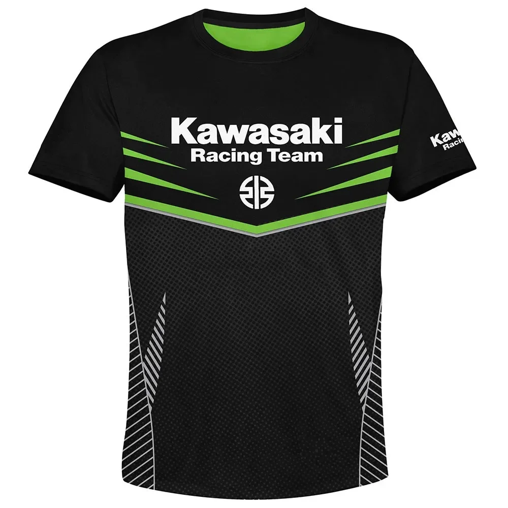 

Men's Kawasaki motorcycle race 3D printed T-shirt, quick drying clothing, loose sportswear, casual men's short sleeved T-shirt