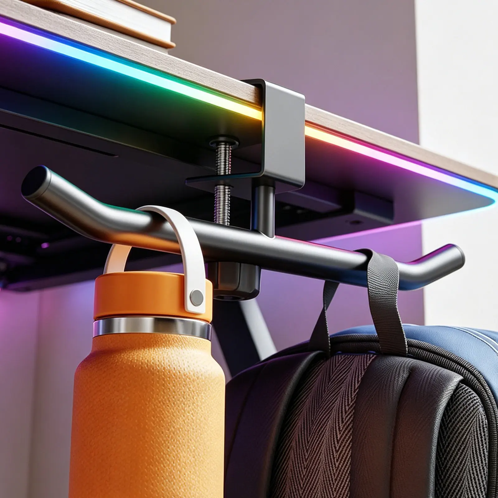 Adjustable Desktop Bag Hanger Under Desk Backpack Hook Clamp on Purse Holder for Office Classroom Portable Desktop Hook
