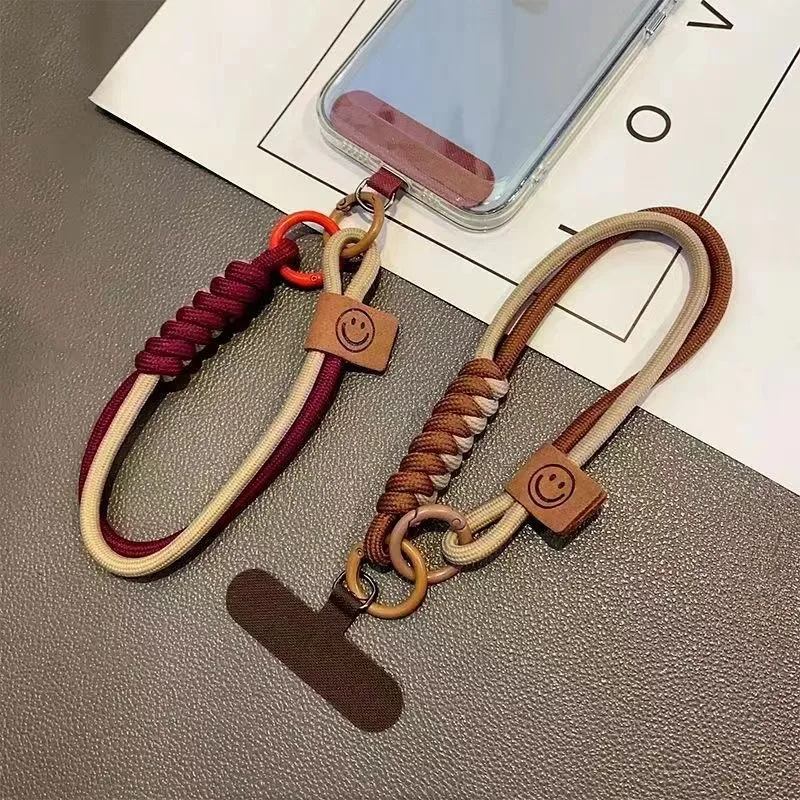 1pcs Collision Color Woven Phone Case Universal Hanging Rope Short Handheld Pendant Anti Fall Versatile Wristband Trend Niche