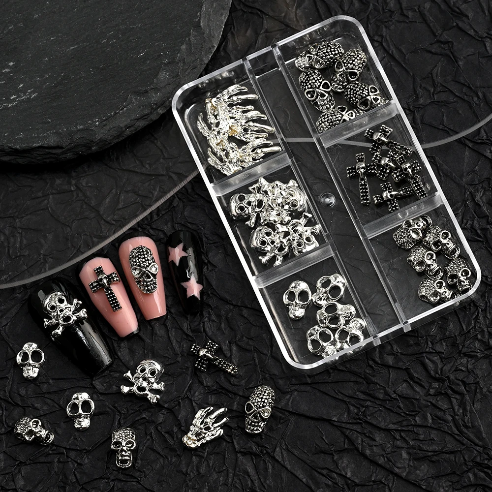 30 قطعة/صندوق خمر الرياح المظلمة مسمار سحر الجمجمة عظام اليد عبر الحفر مسمار الحلي هالوين الشرير القوطية اكسسوارات للفن DIY بها بنفسك #6