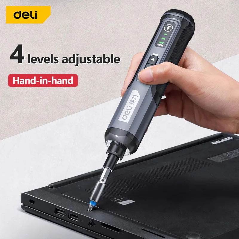 Deli 4V Mini Electrical Screwdriver Set Portable LED Kit Smart Cordless Electric Screwdrivers USB Rechargeable Hand Drill Tools