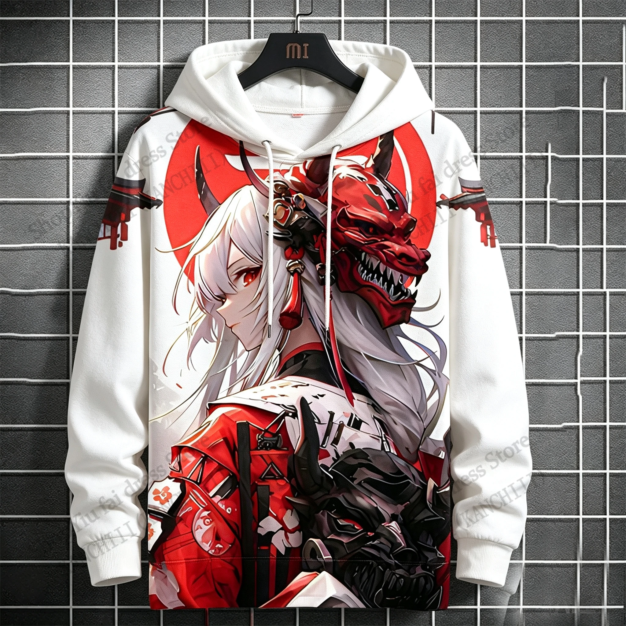 Samurai Hoodie Sweatshirt Japanese Anime Girl 3d Print Hoodie Men Women Fashion Tattoo Tracksuit Men Clothes Manga Moletom Sport