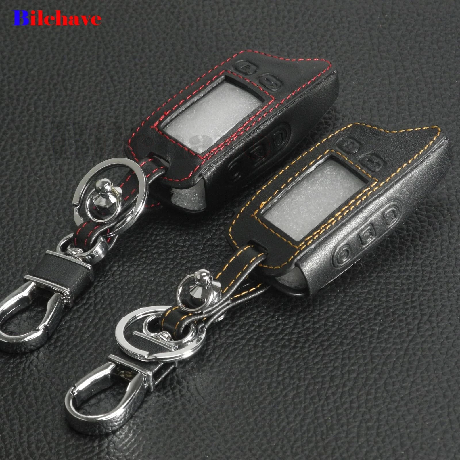 jingyuqin 5 Buttons Hand-stitched leather Remote Case Cover Fob For Tomahawk TW 9010 9020 4000 701 Two Way Car Alarm LCD Holde