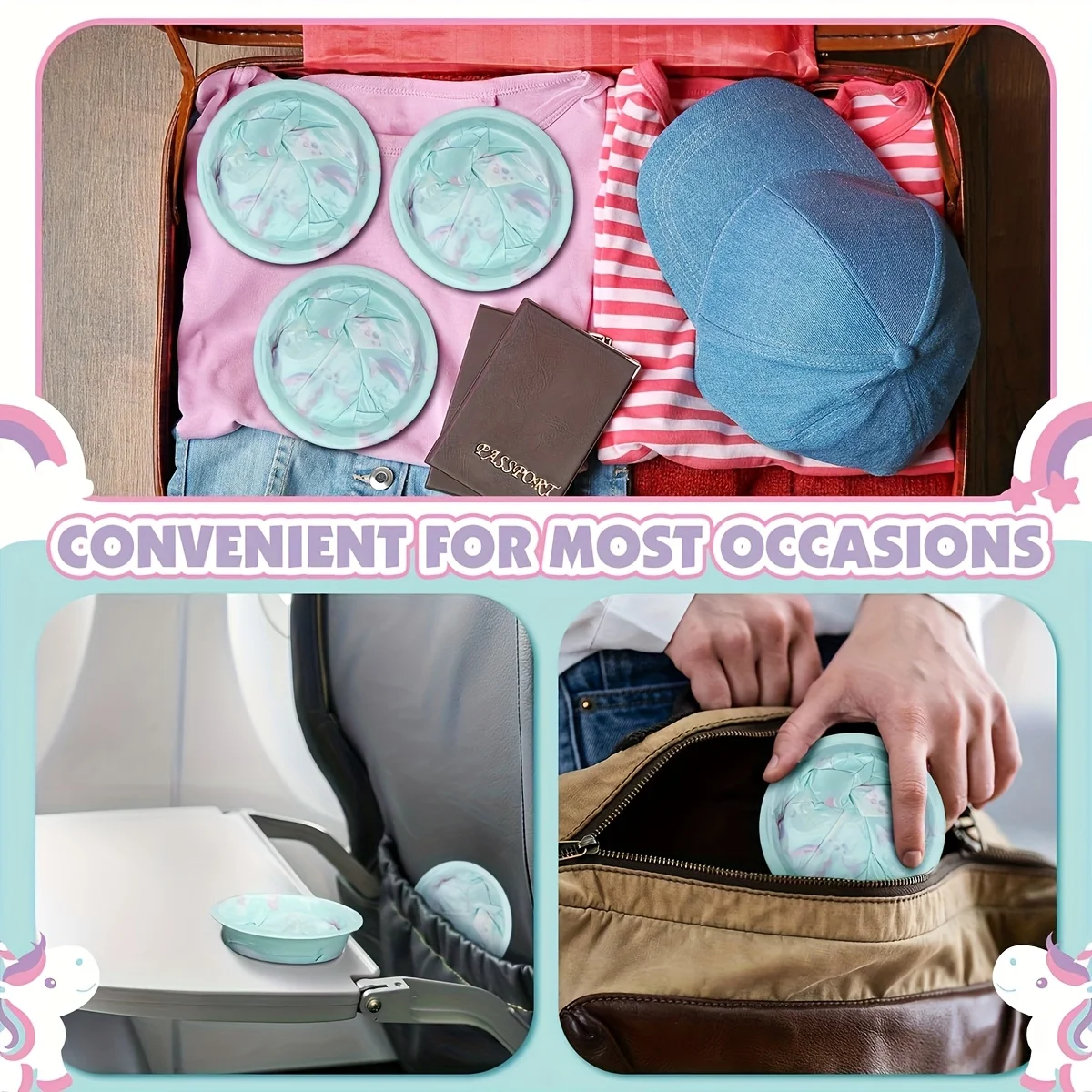 6/12 Piece Cartoon Portable Vomit Bag - Motion Sickness Emergency Vomit Bag, Car Trip, Outdoor Emergency Bag, Multi-Purpose