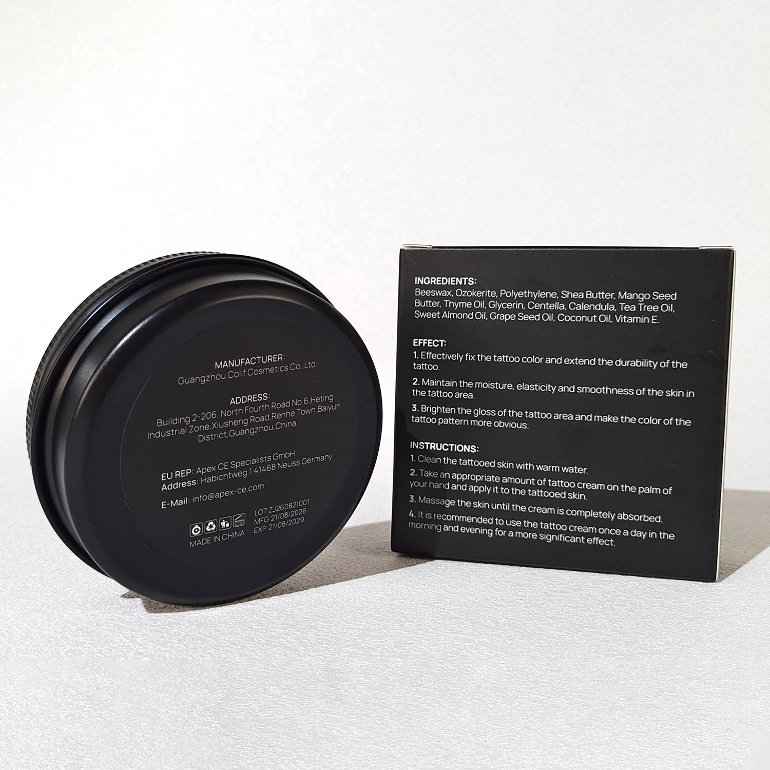 Tattoo-Hautpflege-Balsam-Creme, tiefenwirksam feuchtigkeitsspendend und nährend, für die Anwendung nach dem Tätowieren, hellt auf, sorgt für eine langanhaltende Farbfixierung, reizt nicht. – Detail 12