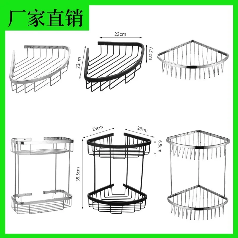 No Drill Sus Stainless Steel Corner Bathroom Shelf Two Tier Triangle Shower Caddy Wall Mounted Storage Rack Shampoo Soap