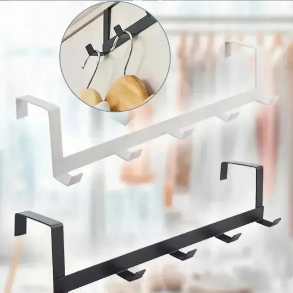 Percha Door To Clothing Over The Door 5 Hooks Door Hanger Hook Clothes Hat Towel Hanger Kitchen Bathroom Home Storage Rack view 3