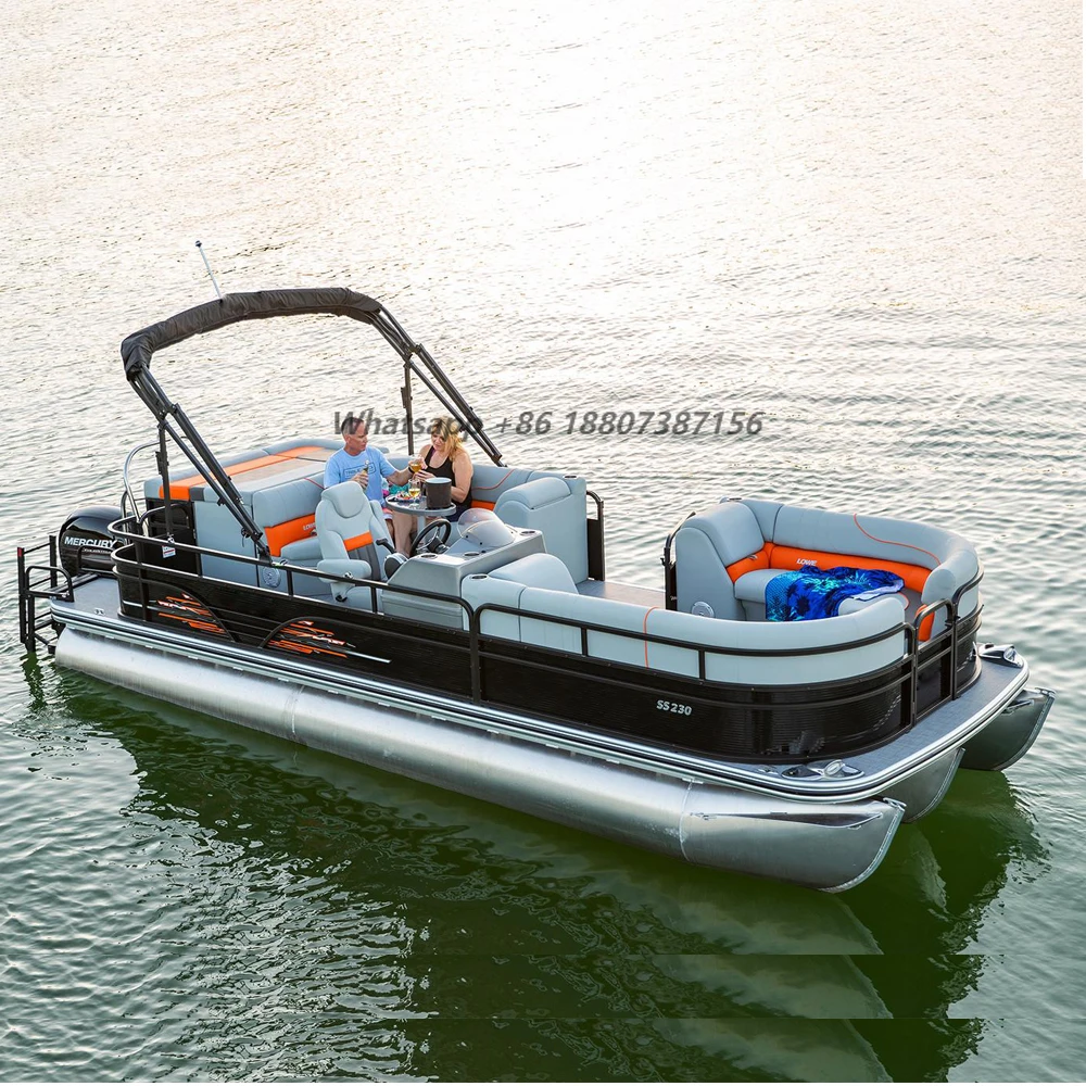 Luxury 25-foot aluminum fishing boat outboard engine China sells river sports durable fiberglass hull material