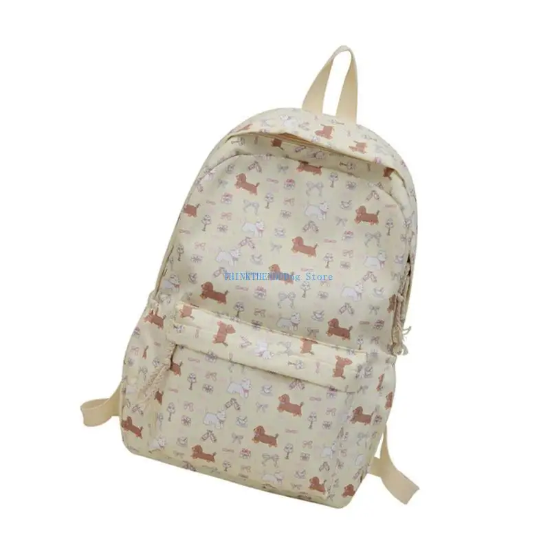

63HC Large Capacity Backpack Student School Bag Teen Lovely Dogs Backpack for Daily
