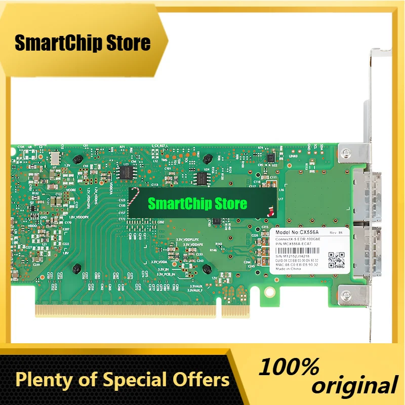 SmCpMcx556a-ecat 100g Dual Port Fiber Optic Network Card Connectx-5 Cx556a