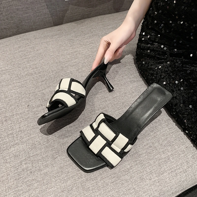 New Shoes Woman 2024 Trend Pumps Brand Design High Heel Sandals for Women Summer New Korean Edition Square Head Fashion Sandals