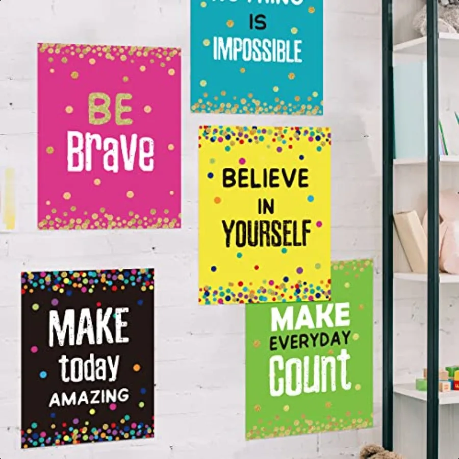Chivao 8 Pcs Back to School Motivational Posters for Classroom 10x13 Growth Mindset Bulletin Board Decor with Inspirational Quo