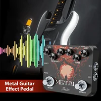 Pedal de guitarra eléctrica Rowin, distorsión de metales pesados, interruptor de pie doble, 80s y 90s, efecto de sonido de roca definitivo, salida de auriculares Solo Dist
