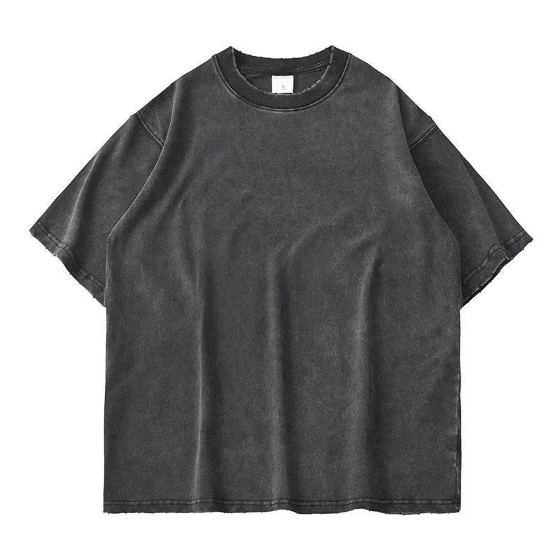 300G Round-neck Heavy Wear Short-sleeved T-shirt for Men Summer European and American Trendy Brand