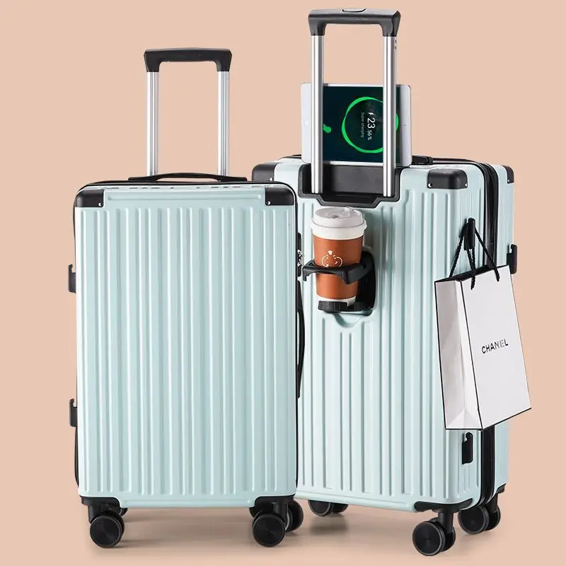 

Multifunction Student Rolling Luggage Case ABS+PC USB interface Travel Suitcase on Wheels Combination Lock Zipper Travel Bag