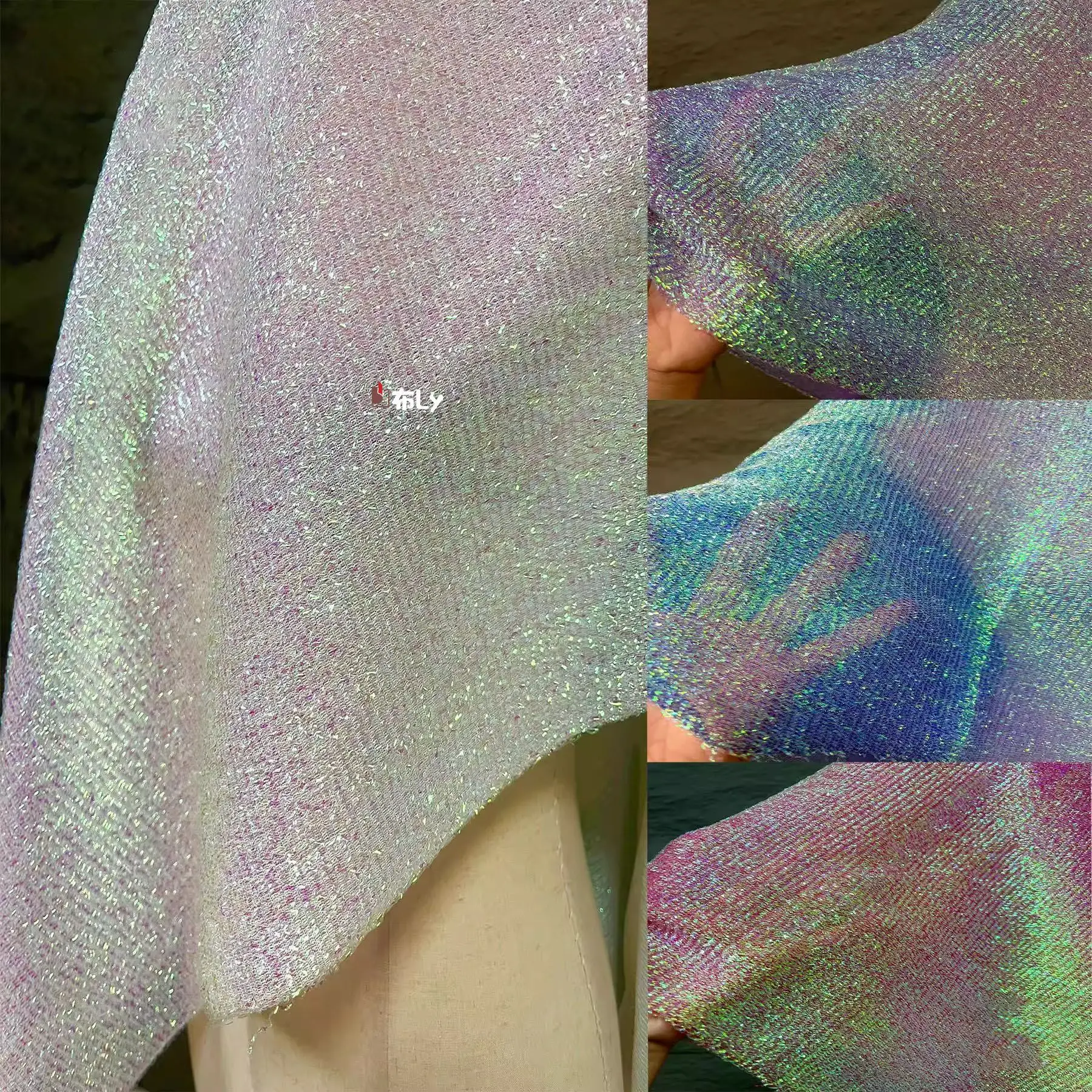 

Mermaid Ji woven Symphony flash mesh yarn gradual change designer fabric DIY stage fashion handmade texture fabric