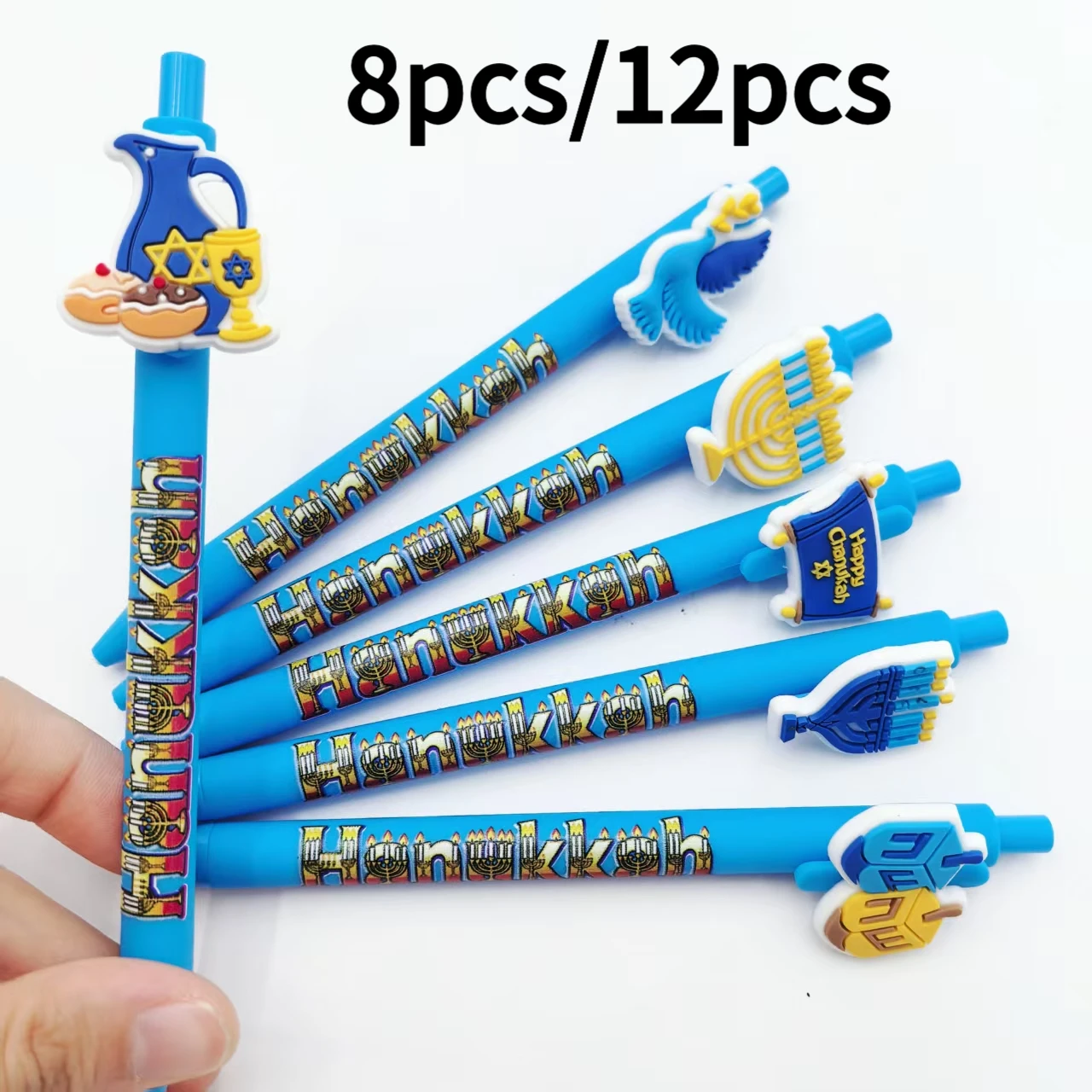 

8 шт./12 шт. шариковые ручки с элементами Хануки, праздничные ручки на тему ежедневного офиса, пишущие ручки, подарочные канцелярские принадлежности